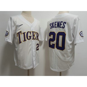 NCAA LSU Tigers 20 Paul Skenes White Nike Men Jersey NCAA LSU Tigers 20 Paul Skenes White Nike Men Jersey