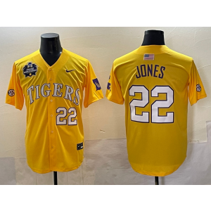 NCAA LSU Tigers 22 Jones Yellow Vapor Limited Men Jersey NCAA LSU Tigers 22 Jones Yellow Vapor Limited Men Jersey