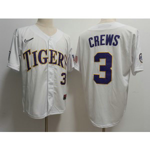 NCAA LSU Tigers 3 Dylan Crews White Nike Men Jersey NCAA LSU Tigers 3 Dylan Crews White Nike Men Jersey