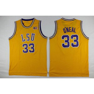 NCAA LSU Tigers 33 Shaquille O'Neal Gold Basketball Men Jersey NCAA LSU Tigers 33 Shaquille O'Neal Gold Basketball Men Jersey