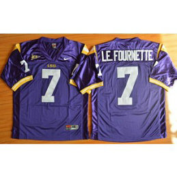 NCAA LSU Tigers 7 Leonard Fournette Purple Men Jersey With SEC Patch