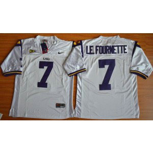 NCAA LSU Tigers 7 Leonard Fournette White Men Jersey With SEC Patch NCAA LSU Tigers 7 Leonard Fournette White Men Jersey With SEC Patch