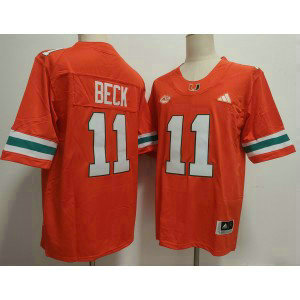NCAA Miami Hurricanes 11 Carson Beck Orange Vapor Limited Men Jersey