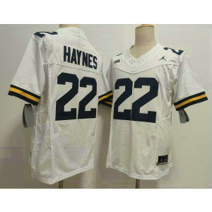 NCAA Michgan 22 Justice Haynes White Vapor Limited Men Jersey