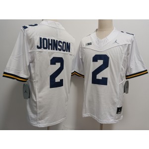 NCAA Michigan Wolverines 2 Johnson White F.U.S.E. Vapor Limited Men Jersey
