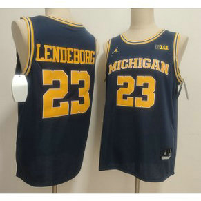 NCAA Michigan Wolverines 23 Yaxel Lendeborg Navy Vapor Limited Men Jersey