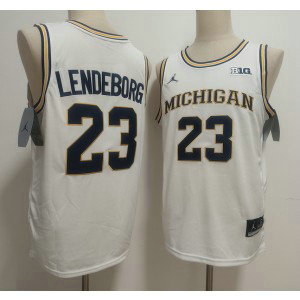 NCAA Michigan Wolverines 23 Yaxel Lendeborg White Vapor Limited Men Jersey