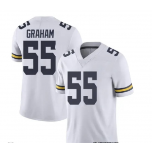NCAA Michigan Wolverines 55 Mason Graham White Vapor Limited Men Jersey