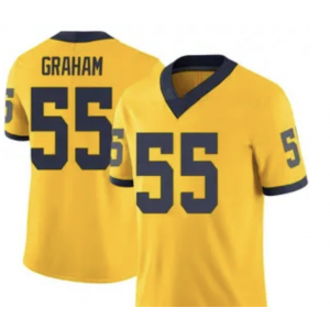 NCAA Michigan Wolverines 55 Mason Graham Yellow Vapor Limited Men Jersey