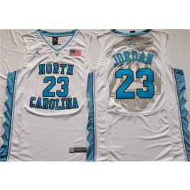 NCAA North Carolina Tar Heels 23 Michael Jordan White Men Jersey