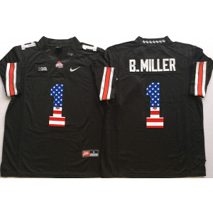 NCAA Ohio State Buckeyes 1 B.Miller Black USA Flag Men Jersey NCAA Ohio State Buckeyes 1 B.Miller Black USA Flag Men Jersey