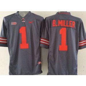 NCAA Ohio State Buckeyes 1 Braxton Miller Grey Limited Men Jersey With Big Patch NCAA Ohio State Buckeyes 1 Braxton Miller Grey Limited Men Jersey With Big Patch