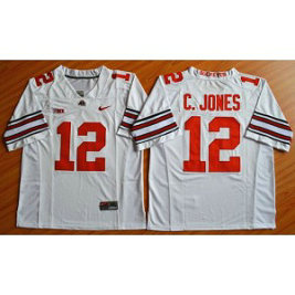 NCAA Ohio State Buckeyes 12 Cardale Jones White Diamond Quest Men Jersey With Big10 Patch NCAA Ohio State Buckeyes 12 Cardale Jones White Diamond Quest Men Jersey With Big10 Patch