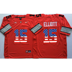 NCAA Ohio State Buckeyes 15 Ezekiel Elliott Red USA Flag Men Jersey NCAA Ohio State Buckeyes 15 Ezekiel Elliott Red USA Flag Men Jersey