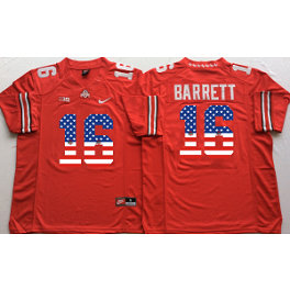 NCAA Ohio State Buckeyes 16 J.T. Barrett Red USA Flag Football Men Jersey 1 NCAA Ohio State Buckeyes 16 J.T. Barrett Red USA Flag Football Men Jersey 1