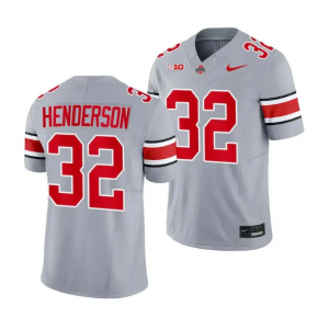 NCAA Ohio State Buckeyes 32 TreVeyon Henderson Gray 2023 New Neck Limited Men Jersey NCAA Ohio State Buckeyes 32 TreVeyon Henderson Gray 2023 New Neck Limited Men Jersey
