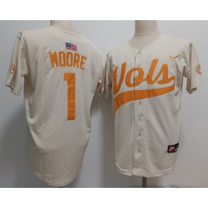 NCAA Tennessee Volunteers 1 Christian Moore Cream Vapor Limited Men Jersey