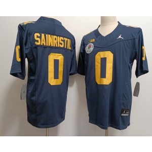 NCAA Wolverines 0 Mike Sainristil F.U.S.E. Navy Rose Bowl Vapor Limited Men Jersey