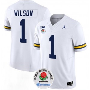 NCAA Wolverines 1 Roman Wilson 2023 F.U.S.E. White Rose Bowl Patch Vapor Limited Men Jersey