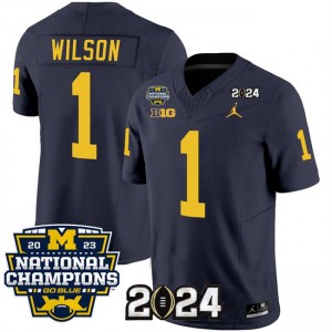 NCAA Wolverines 1 Roman Wilson Navy 2024 F.U.S.E. With 2023 National Champions Patch Vapor Limited Men Jersey