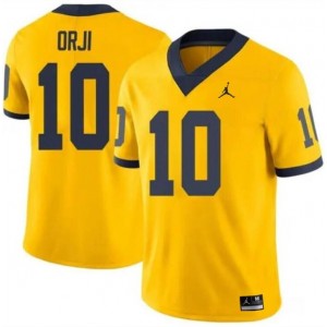 NCAA Wolverines 10 Alex Orji Yellow Vapor Limited Men Jersey