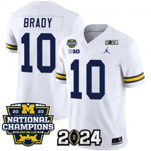 NCAA Wolverines 10 Tom Brady White 2024 F.U.S.E. With 2023 National Champions Patch Vapor Limited Men Jersey