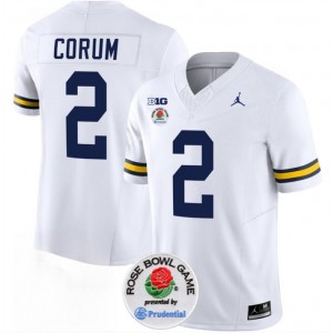 NCAA Wolverines 2 Blake Corum 2023 F.U.S.E. White Rose Bowl Patch Vapor Limited Men Jersey