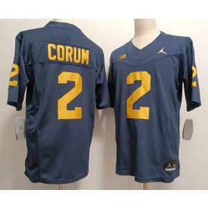 NCAA Wolverines 2 Blake Corum Navy Silver Jordan 2023 F.U.S.E Vapor Limited Men Jersey