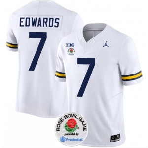 NCAA Wolverines 7 Donovan Edwards 2023 F.U.S.E. White Rose Bowl Patch Vapor Limited Men Jersey
