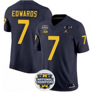 NCAA Wolverines 7 Donovan Edwards Navy 2024 National Championship F.U.S.E Vapor Limited Men Jersey