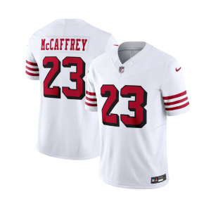NFL 49ers 23 Christian McCaffrey White Throwback Jersey NFL 49ers 23 Christian McCaffrey White Throwback Jersey