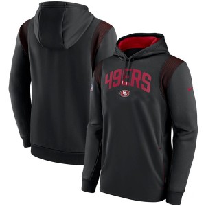 NFL 49ers Black Sideline Stack Performance Pullover Hoodie NFL 49ers Black Sideline Stack Performance Pullover Hoodie