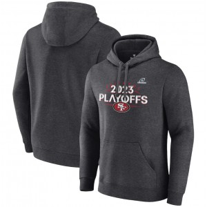 NFL 49ers Heather Charcoal 2023 Playoffs Fleece Pullover Hoodie NFL 49ers Heather Charcoal 2023 Playoffs Fleece Pullover Hoodie