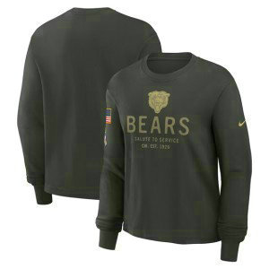 NFL Bears Dark Green 2025 Salute to Service Sideline Dri-FIT Long Sleeve T-Shirt