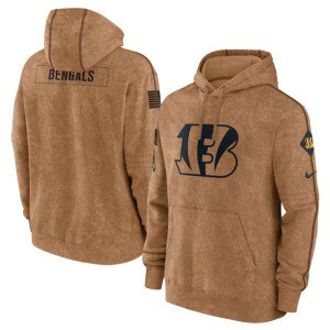 NFL Bengals 2023 Brown Salute to Service Pullover Hoodie