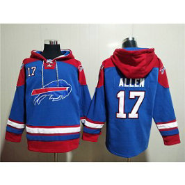 NFL Bills 17 Josh Allen Red Blue Ageless Must Have Lace Up Pullover Hoodie