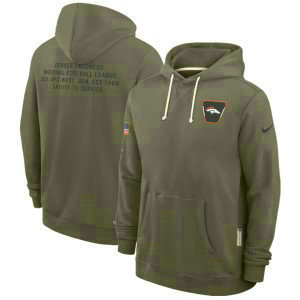 NFL Broncos Olive 2025 Salute to Service Pullover Hoodie