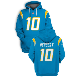 NFL Chargers 10 Justin Herbert Light Blue 2021 Stitched New Hoodie NFL Chargers 10 Justin Herbert Light Blue 2021 Stitched New Hoodie