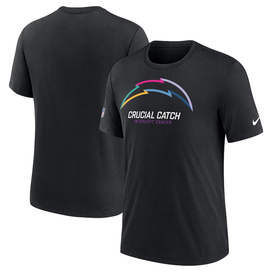 NFL Chargers Charcoal 2024 Crucial Catch Performance T-Shirt