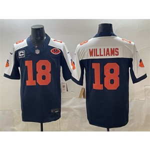 NFL Chicago Bears 18 Caleb Williams Blue Throwback F.U.S.E. Vapor Limited Men Jersey with VMH Patch & C Patch