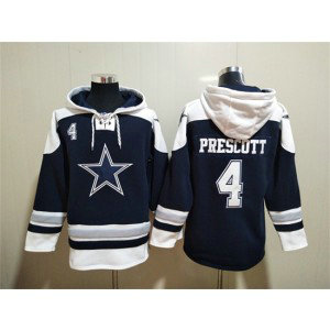 NFL Cowboys 4 Dak Prescott Navy Ageless Must-Have Lace-Up Sweatshirt Hoodie NFL Cowboys 4 Dak Prescott Navy Ageless Must-Have Lace-Up Sweatshirt Hoodie