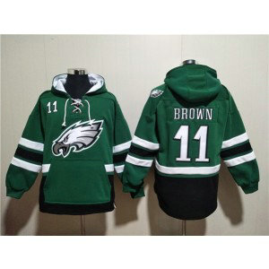 NFL Eagles 11 A.J. Brown Green Ageless Must-Have Lace-Up Pullover Hoodie NFL Eagles 11 A.J. Brown Green Ageless Must-Have Lace-Up Pullover Hoodie