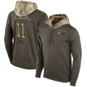 NFL Eagles 11 Carson Wentz Olive Salute To Service Pullover Hoodie NFL Eagles 11 Carson Wentz Olive Salute To Service Pullover Hoodie