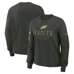 NFL Eagles Dark Green 2025 Salute to Service Sideline Dri-FIT Long Sleeve T-Shirt