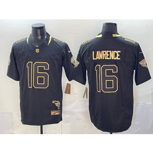 NFL Jacksonville Jaguars 16 Trevor Lawrence Black Gold F.U.S.E. Vapor Limited Men Jersey