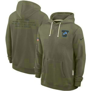 NFL Lions Olive 2025 Salute to Service Pullover Hoodie