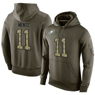 NFL Men's Nike Philadelphia Eagles #11 Carson Wentz Stitched Green Olive Salute To Service KO Performance Hoodie NFL Men's Nike Philadelphia Eagles #11 Carson Wentz Stitched Green Olive Salute To Service KO Performance Hoodie