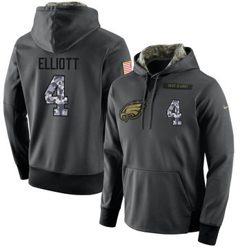 NFL Men's Nike Philadelphia Eagles #4 Jake Elliott Stitched Black Anthracite Salute to Service Player Performance Hoodie NFL Men's Nike Philadelphia Eagles #4 Jake Elliott Stitched Black Anthracite Salute to Service Player Performance Hoodie