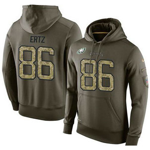 NFL Men's Nike Philadelphia Eagles #86 Zach Ertz Stitched Green Olive Salute To Service KO Performance Hoodie NFL Men's Nike Philadelphia Eagles #86 Zach Ertz Stitched Green Olive Salute To Service KO Performance Hoodie
