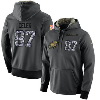 NFL Men's Nike Philadelphia Eagles #87 Brent Celek Stitched Black Anthracite Salute to Service Player Performance Hoodie NFL Men's Nike Philadelphia Eagles #87 Brent Celek Stitched Black Anthracite Salute to Service Player Performance Hoodie